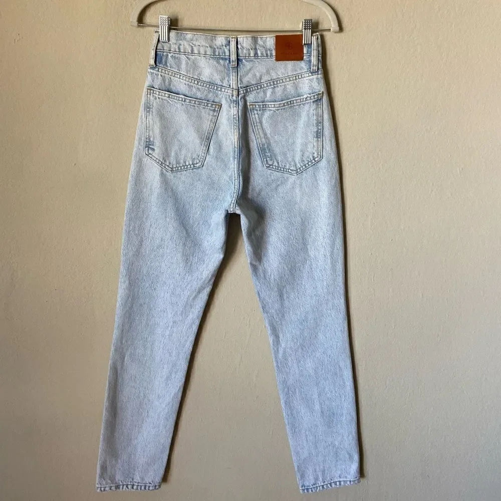 Anine Bing Sonya Blue Jeans Crop Straight Leg High Rise Size 25
